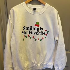 White Holiday Sweatshirt - Smiling is My Favorite